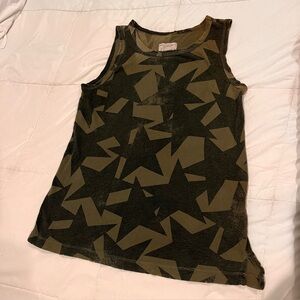 Current Elliott Army Green Starstruck Muscle Tee Tank Top Distressed Stars 1